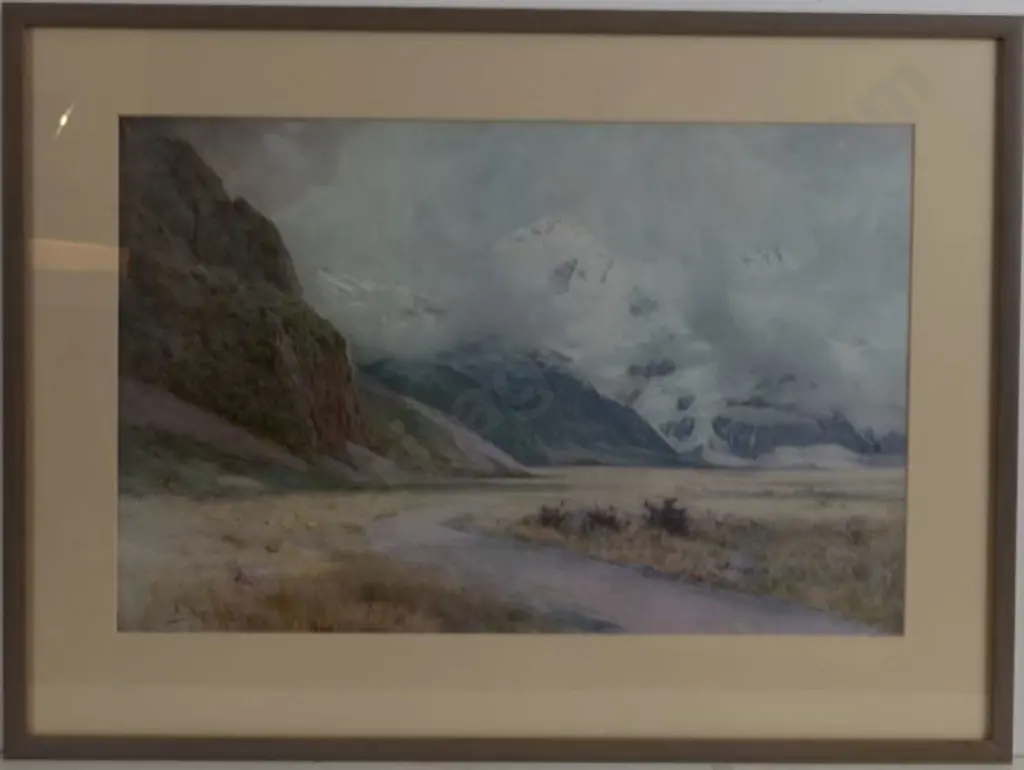 WORSLEY, Charles Nathaniel (1862-1923) - Southern Alps with River Image 1++