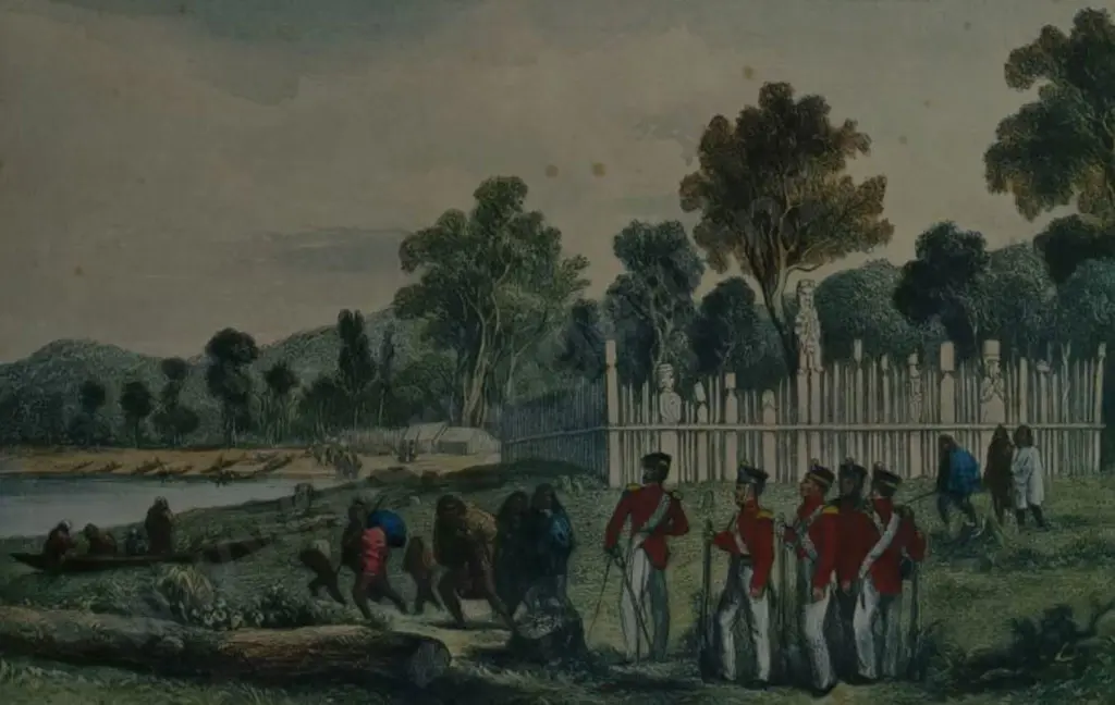 BREES Samuel Charles (1810-1865) - Makaenuku Pa, Natives Preparing to leave the Hutt, 1845 Image 1++