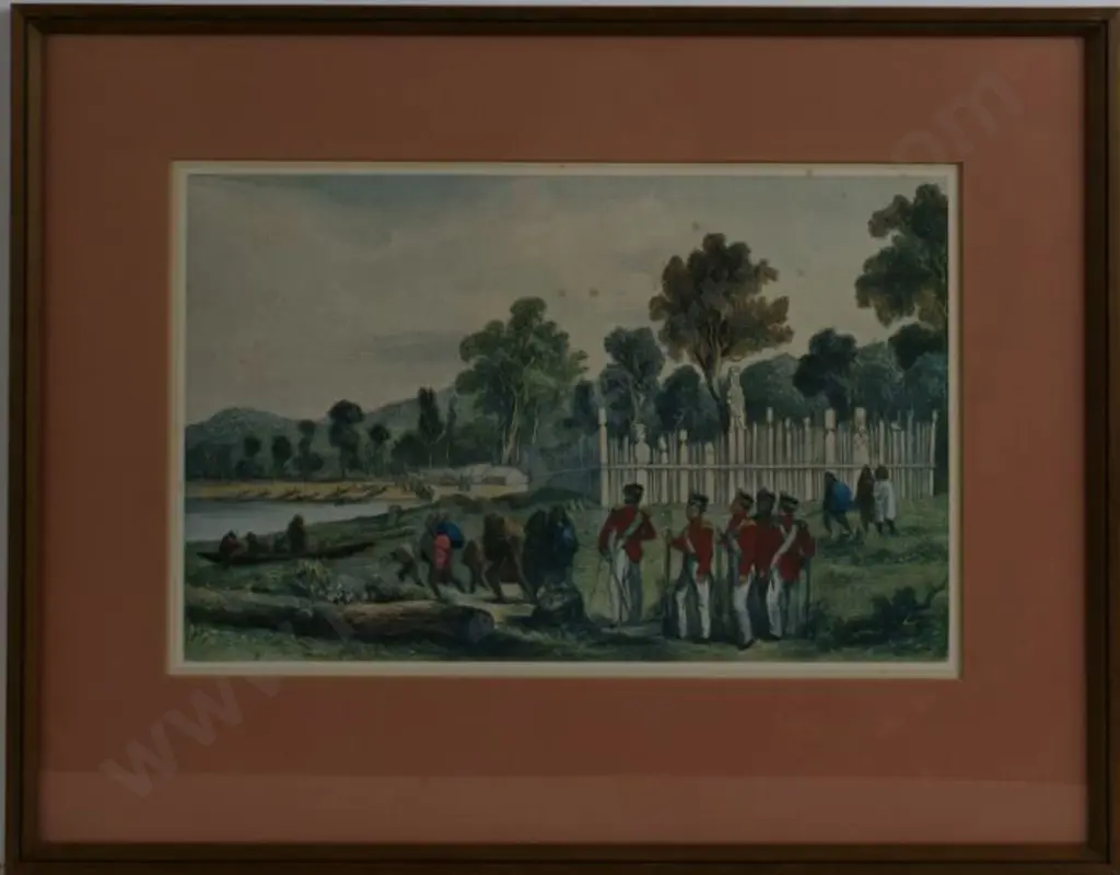 BREES Samuel Charles (1810-1865) - Makaenuku Pa, Natives Preparing to leave the Hutt, 1845 Image 1++