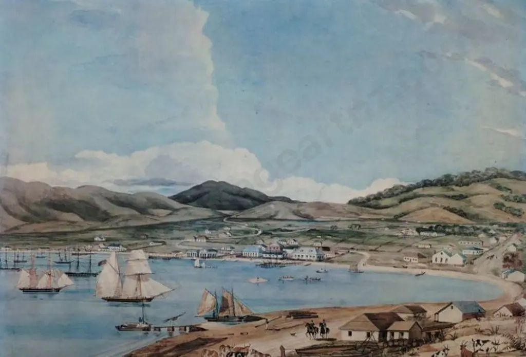 HEAPHY, Charles (1820-1881) - Lambton Harbour in Wellington, April 1841 Image 1++