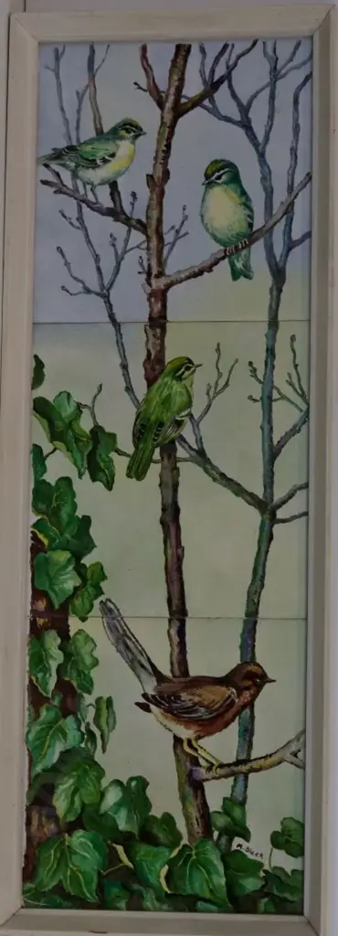 BLACK, M. - Finches on Tree Branch with Ivy Image 1++