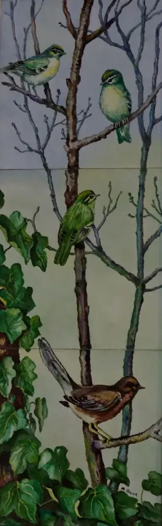 BLACK, M. - Finches on Tree Branch with Ivy Image 1++