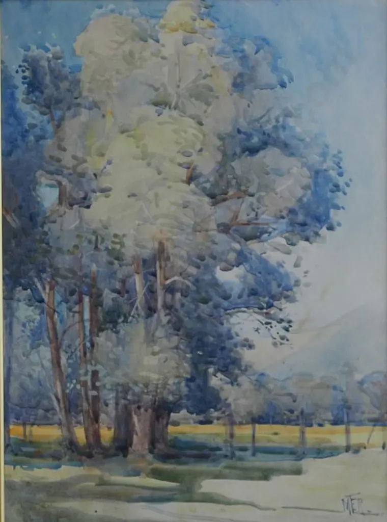TRIPE, Mary Elizabeth (Mollie) (1870-1939) - Trees on Farm with Hills Image 1++