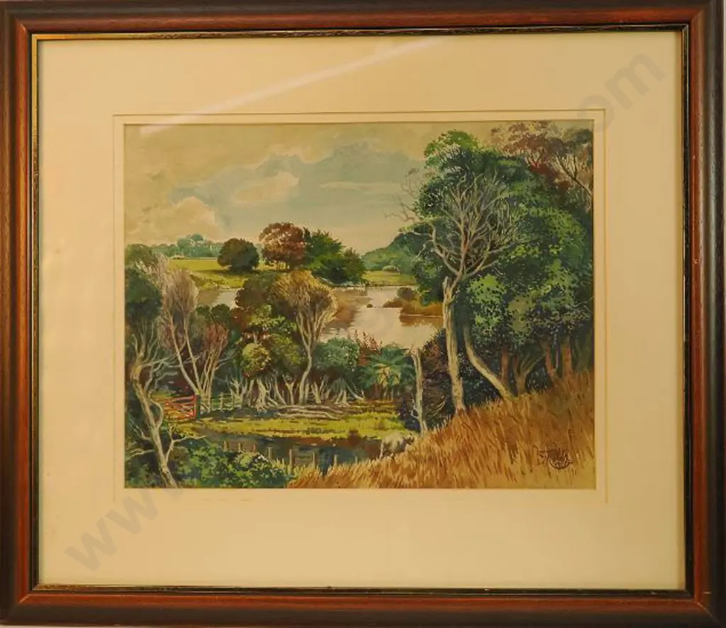 MITCHELL, Leonard (1925-1980) - A Forest Lake Manakau Image 1++