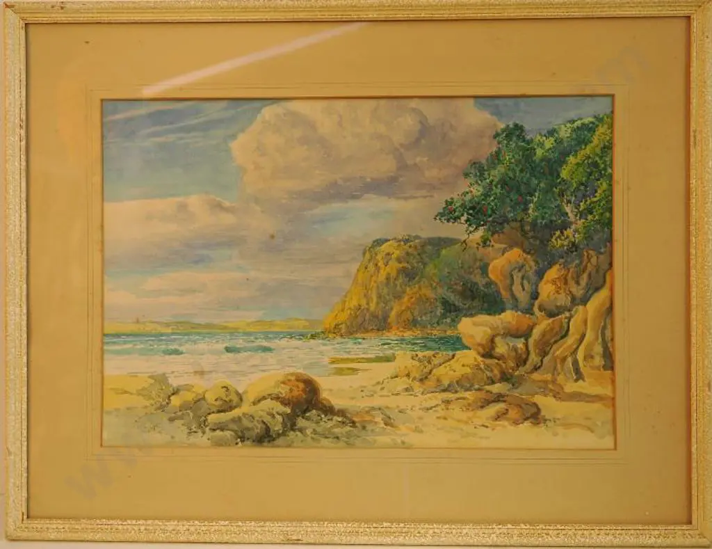 CARLTON, Rix (1890-1962) - Beach with Pohutukawa Tree, 1948 Image 1++