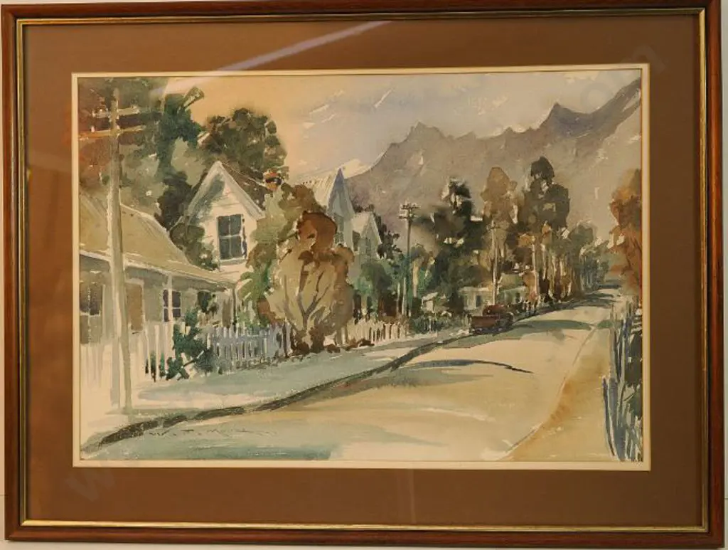 MOORE, William Francis (1934-2020) - Street Scene, Akaroa Image 1++
