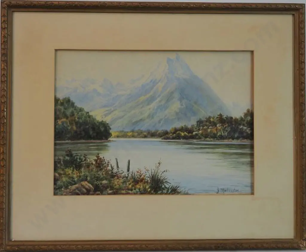 MALCOLM, J. (Active 1860s) - Mitre Peak - Head of Milford Sound Image 1++