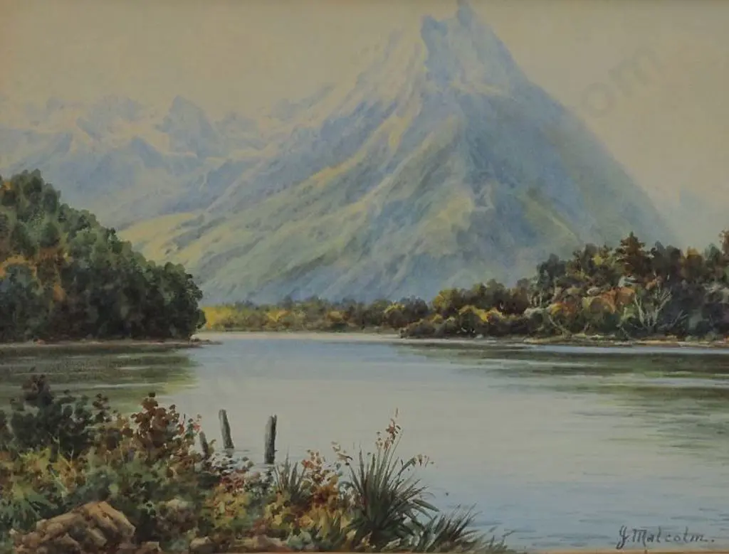 MALCOLM, J. (Active 1860s) - Mitre Peak - Head of Milford Sound Image 1++