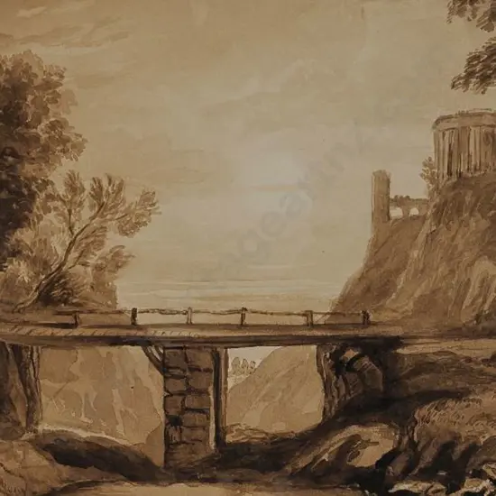 UNKNOWN Artist - Romantic Scene with Folly (Sepia)
