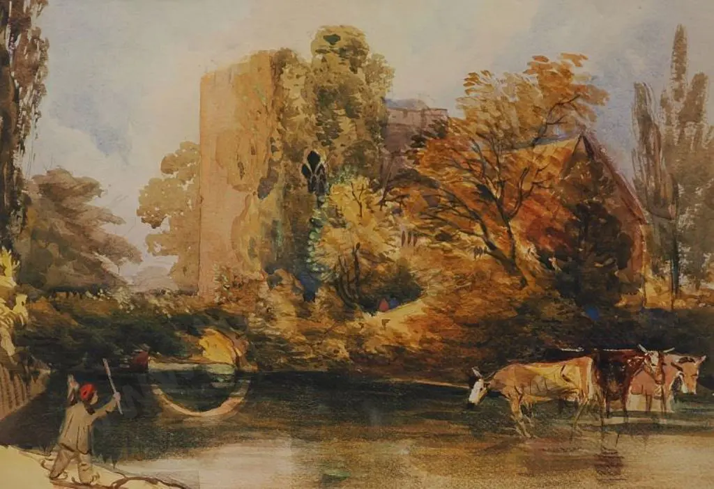 BARNARD, Rev. William Henry (1767-1818) - Remains of Castle with Cattle Image 1++