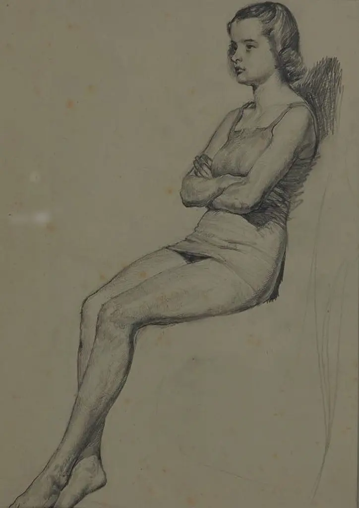 RICHARDSON, Harry Linley (1878-1947) - Young Lady in Slip - Figure Study Image 1++