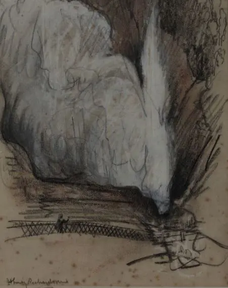 RICHARDSON, Harry Linley (1878-1947) - Person Looking at Geyser Image 1++