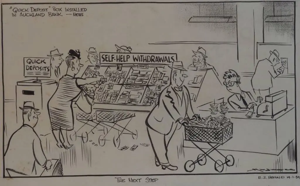 MINHINNICK, Gordon (1902-1992) - The Next Step (NZ Herald cartoon dated 1959) Image 1++