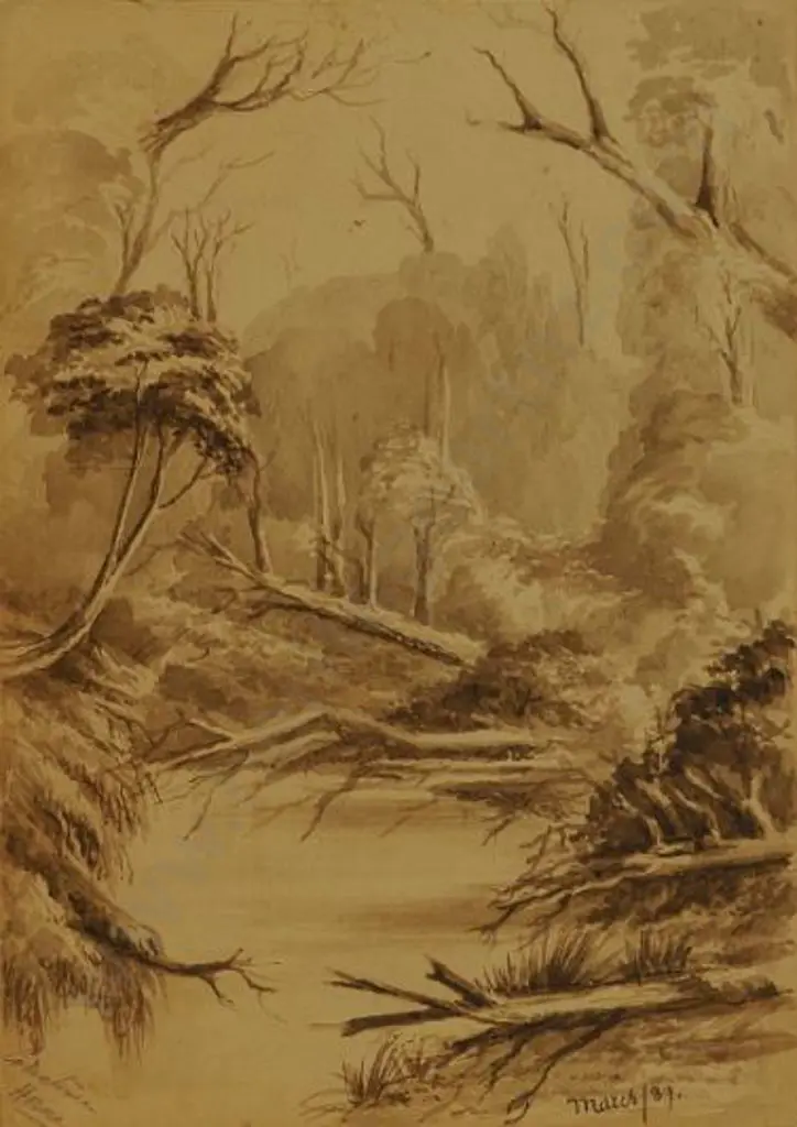 HORNE, Constance - Country Stream (plus a bonus picture on reverse) c.1889 Image 1++