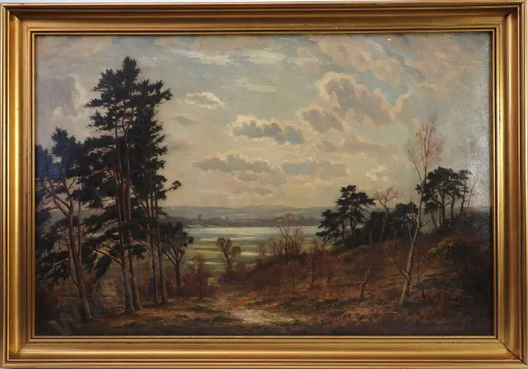 HARRIS, Edwin (19th Century) - Overlooking Inlet from Forest Image 1++