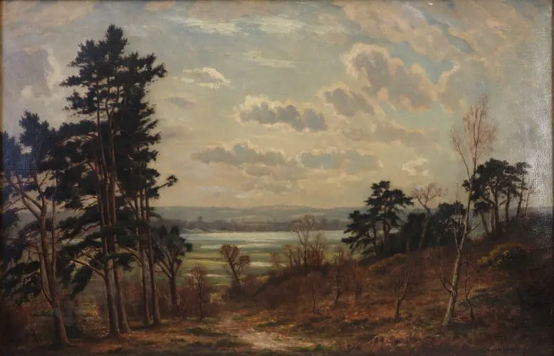 HARRIS, Edwin (19th Century) - Overlooking Inlet from Forest Image 1++
