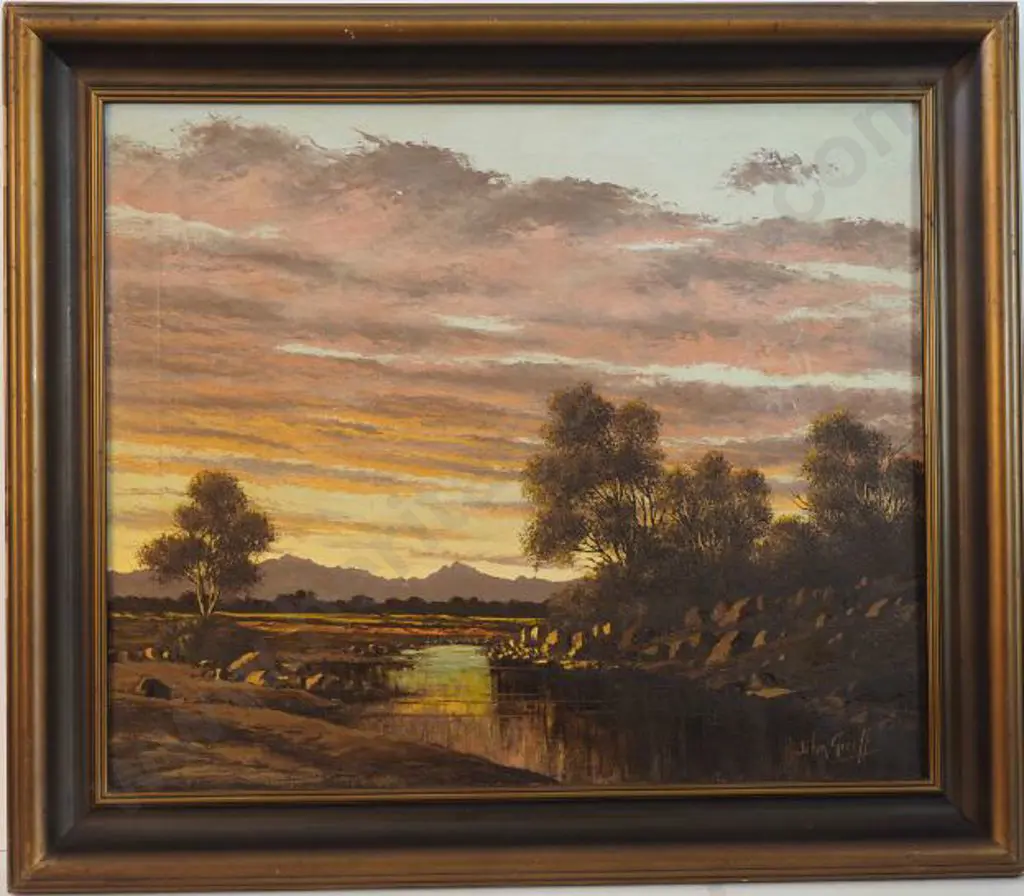 GREEFF, Johan (20th Cent.) - Sunset Landscape Image 1++
