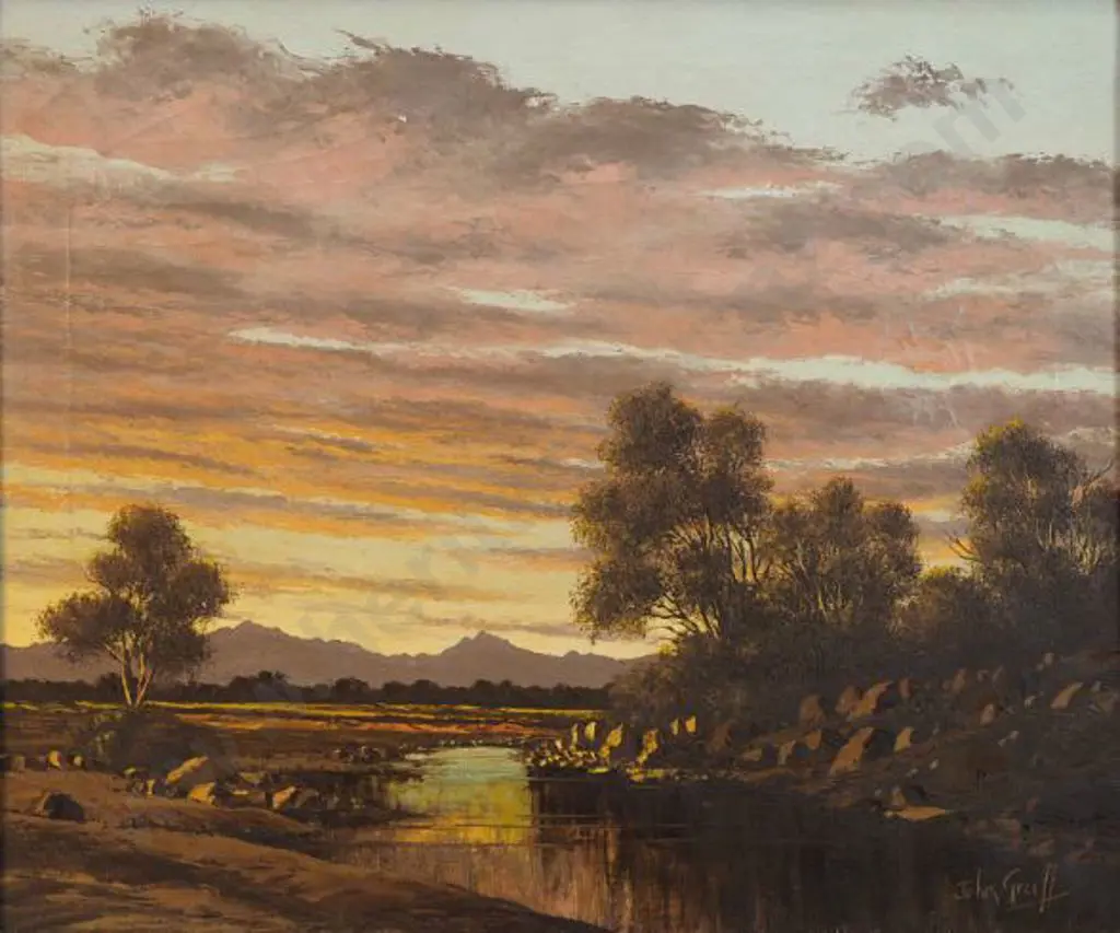 GREEFF, Johan (20th Cent.) - Sunset Landscape Image 1++