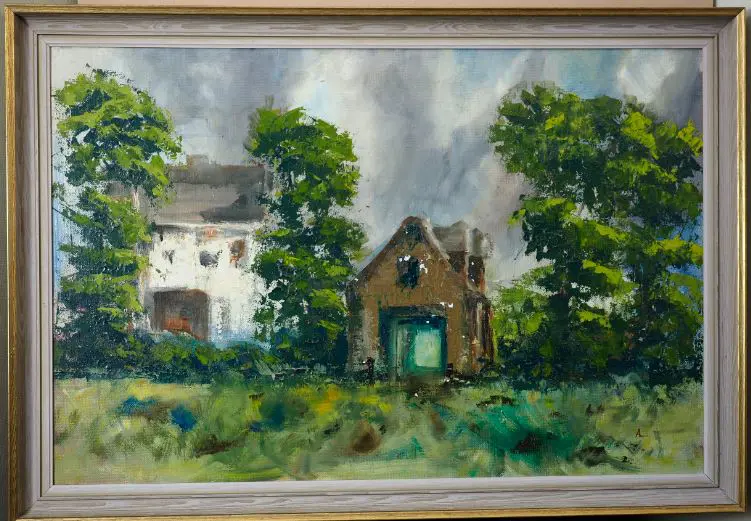 UNKNOWN - English Country Scene with Stables Image 1++