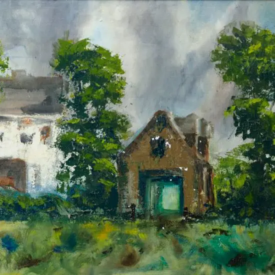 UNKNOWN - English Country Scene with Stables