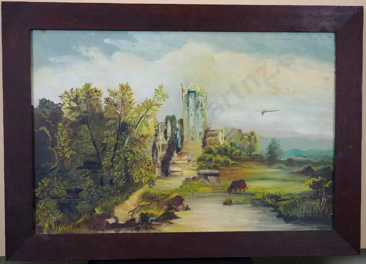 UNKNOWN - Castle with Cow in Country Image 1++