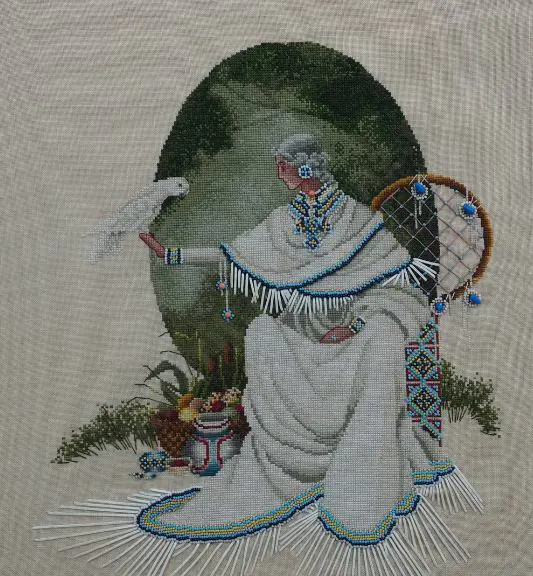 UNKNOWN - Woman holding Bird - Tapestry Image 1++