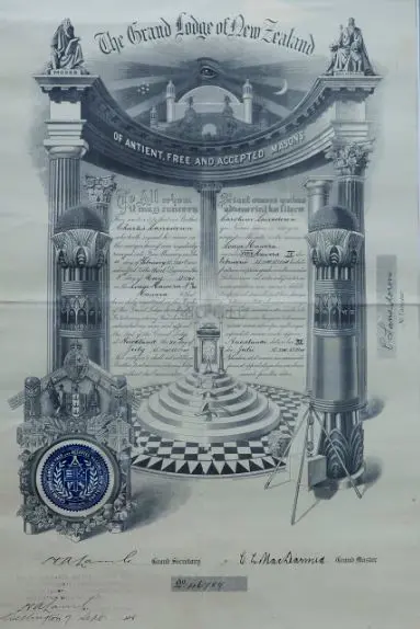 UNKNOWN Artist - Freemasons - Certificate of Induction for Charles Lansdowne, 1941 Image 1++