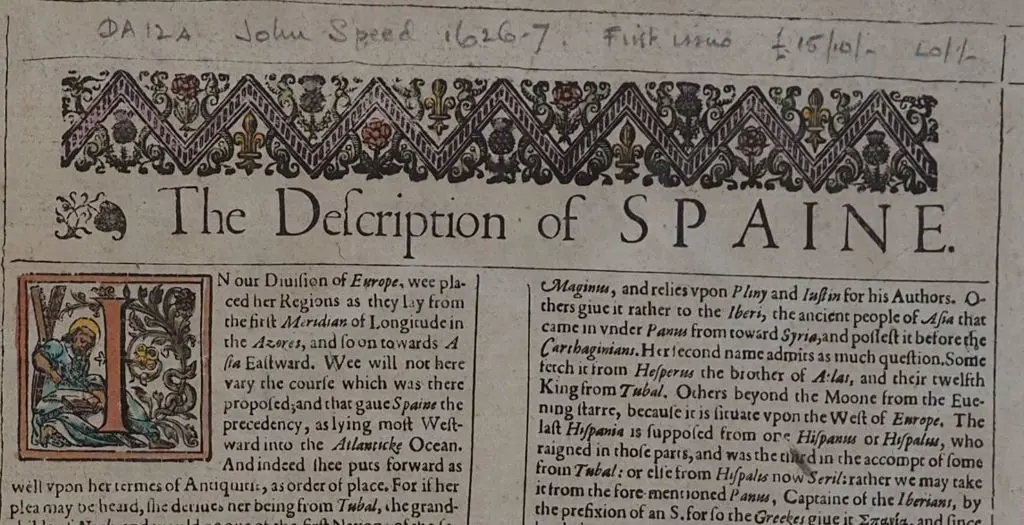 SPEED, John (1552-1629) - Map of Spaine, 1626 Image 1++