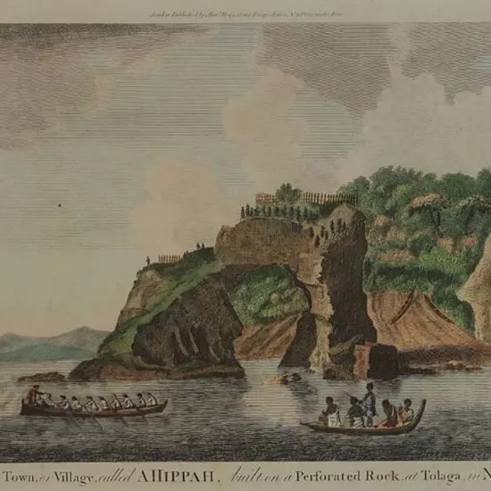 PARKINSON, Sydney (1745-1771) - A Fortified Town (or Village) called a Hippah in Tolaga (1769) - Cook's Voyages