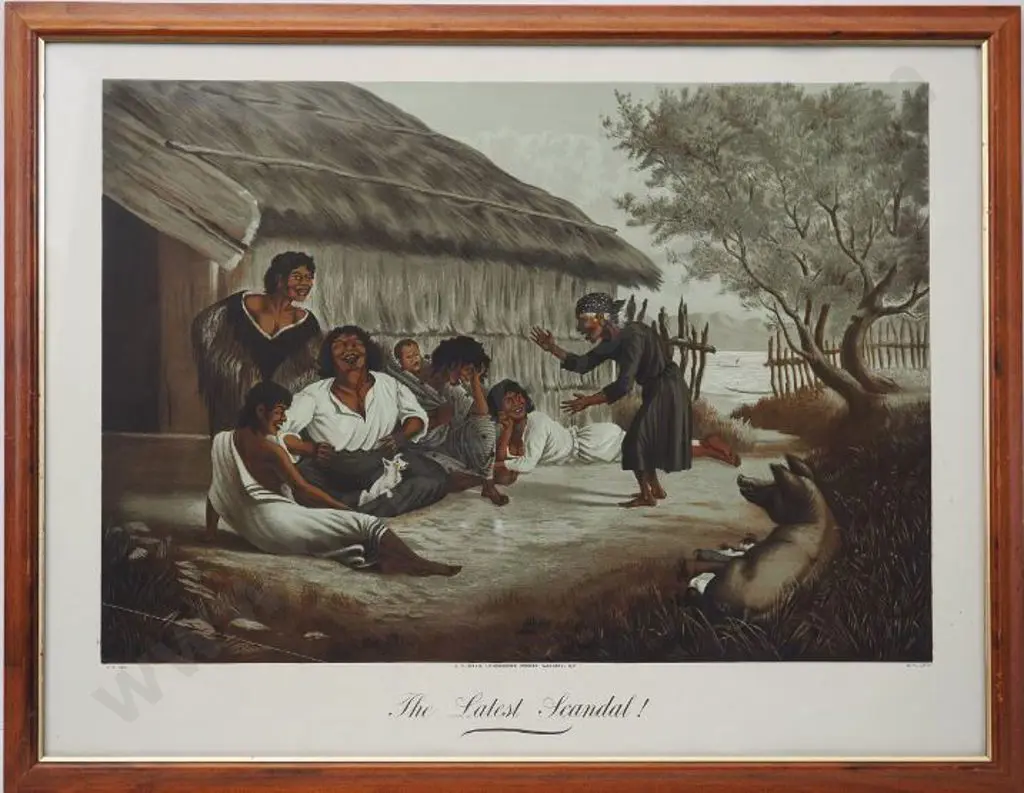 SHERRIFF, George (1846-1930) - The Latest Scandal - Maoris by Whare Image 1++
