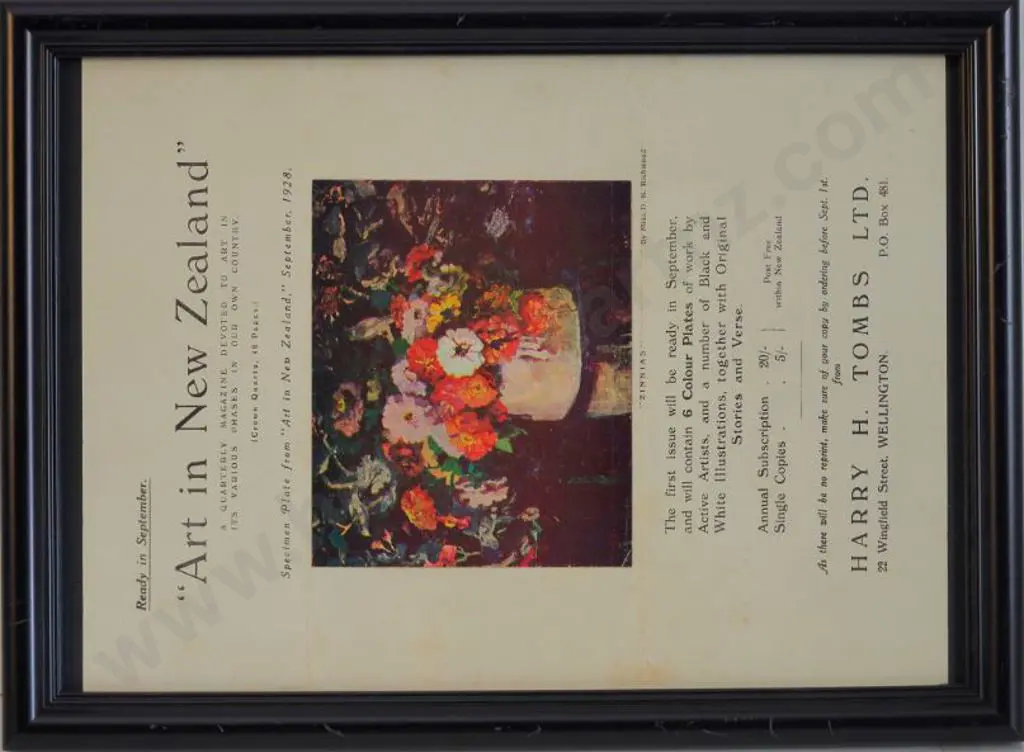 TOMBS, Harry (1874-1966) - Art in New Zealand Advertising Poster First Issue - 1928 Image 1++