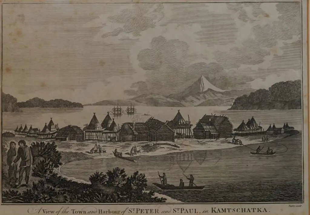 HOGG, Alexander (1778-1824) - A View of the Harbour & Town At Kamtschatka Image 1++