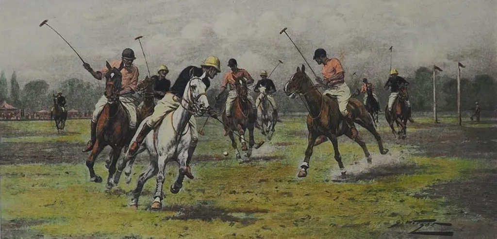 WRIGHT, George (1860-1944) - A Backhander Stops a Rusah (Polo) Image 1++