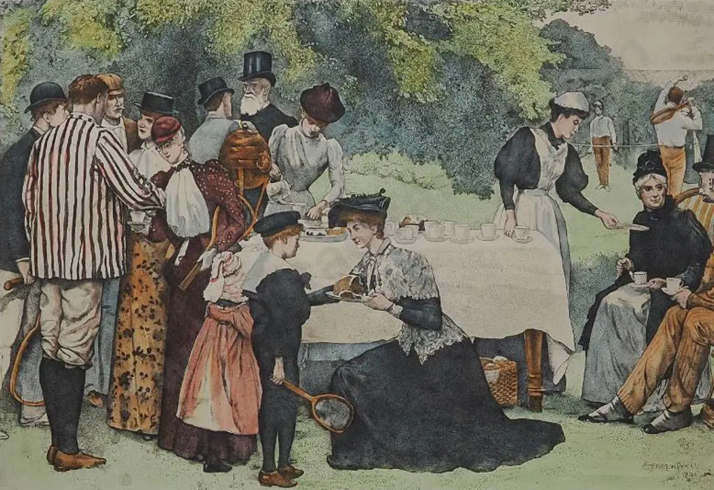 BRENTNALL, E.J. (1846-1902) - Tea at Wimbledon 1891 Image 1++
