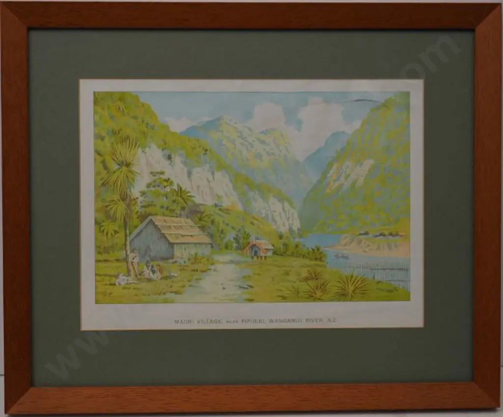 UNKNOWN Artist - Maori Village, Near Pipiriki, Wanganui River, c.1880 Image 1++