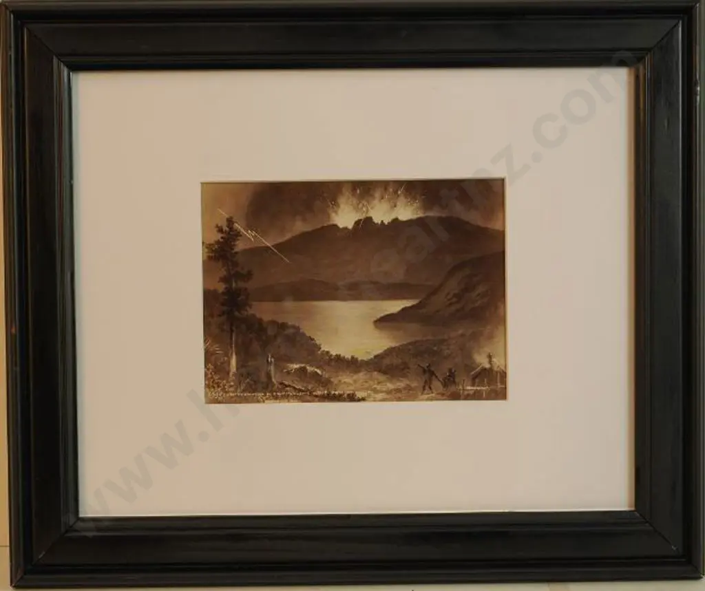 BURTON BROS - Dunedin (1870s-1890s) - Mount Tarawera in Eruption, from Wairoa, June 10, 1886 Image 1++