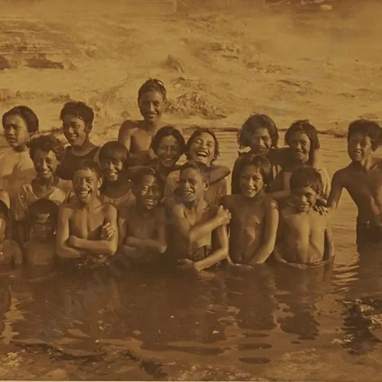 CLARK, Charles Troughton (1890-1979) - Maori Children in Hot Pool, Rotorua c. 1930s