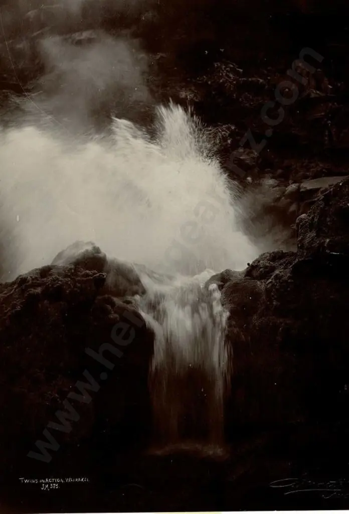 MARTIN, Josiah (1843-1916) - Twins in Action, Wairakei, c.1880 Image 1++