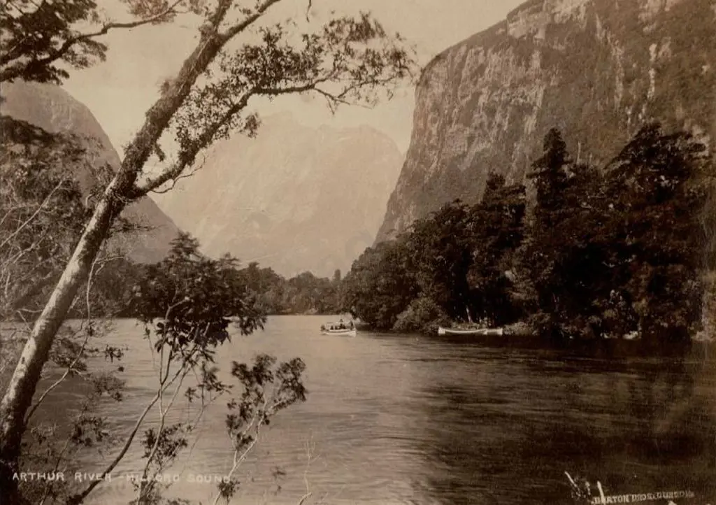BURTON BROS - Dunedin (1870s-1890s) - Arthur River, Milford Sound, c. 1880 Image 1++