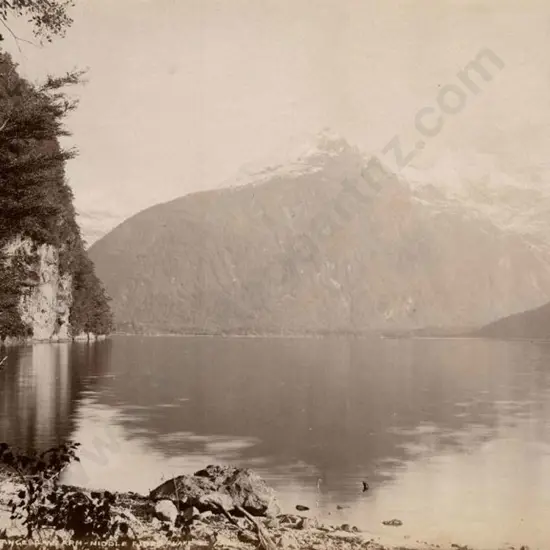 BURTON BROS - Dunedin (1870s-1890s) - Dome Range, Southwest Arm, Middle Fiord, Lake Te Anau, c. 1880