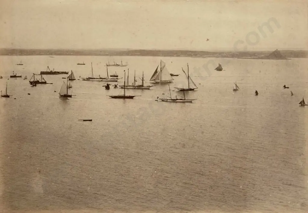 UNKNOWN - Yachts & small Boats on Auckland Harbour - Late 19th Century Image 1++