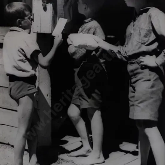BROWNE, Victor Carlyle (1900-1980) - YMCA Camp Wainui - Boys Posting Mail for Home, c.1950