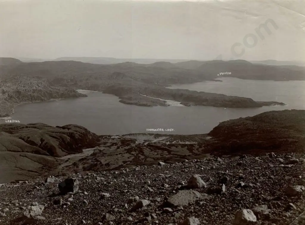 UNKNOWN - Wairoa, Lake Tarawera & Landing Viewed from Mt Tarawera, c.1880 Image 1++