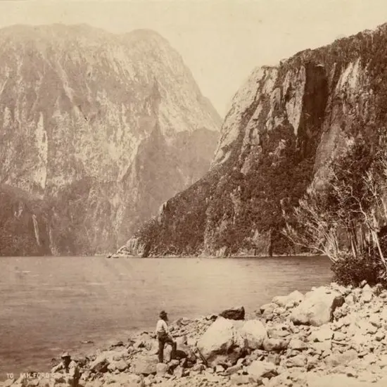 BURTON BROS - Dunedin (1870s-1890s) - Near Entrance to Milford Sound, c. 1880