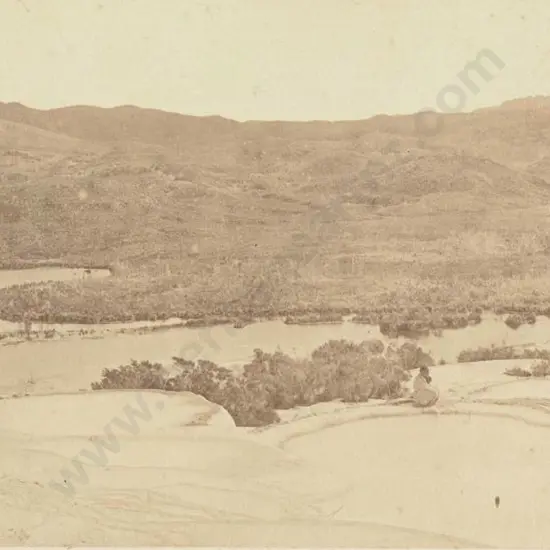 WHEELER, E. & SON - Christchurch (1864-1914) - Country landscape, Lake and Sitting Person (Maori?), c.1880