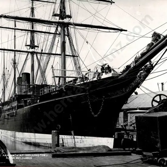 BURTON BROS - Dunedin (1870s-1890s) - SS Arawa at Wellington Wharf, 1880s.