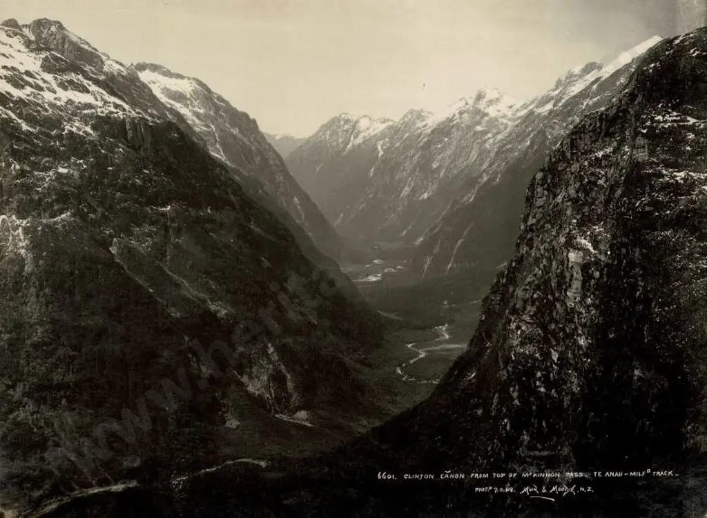 MUIR & MOODIE - Dunedin (1898-1916) - Clinton Canon from the Top of McKinnon Pass, 1908 Image 1++