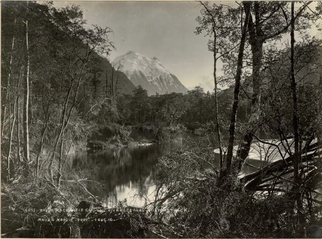 MUIR & MOODIE - Dunedin (1898-1916) - Mount MacKenzie, Clinton River, Lake Te Anau, 1910 Image 1++