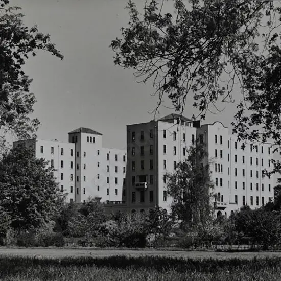 BROWNE, Victor Carlyle (1900-1980) - Nurses Home, Christchurch Hospital from Botanical Gardens