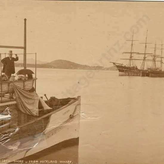Attrib BURTON Bros - Dunedin (1870s-1890s) - North Shore - From Auckland Wharf, c. 1880-1890